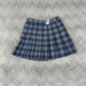 NWT S Aeropostale Plaid Pleated Mini Skirt Gray Academia Preppy School Festival